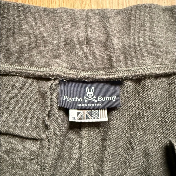 Psycho Bunny Gray Cotton Sweat Shorts XL Drawstring Embroidered Bunny Logo - Picture 5 of 9